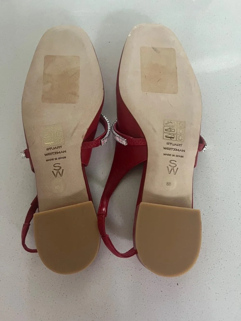 Stuart Weitzman Stefanie Slingback red leather Flats size 8. NEW